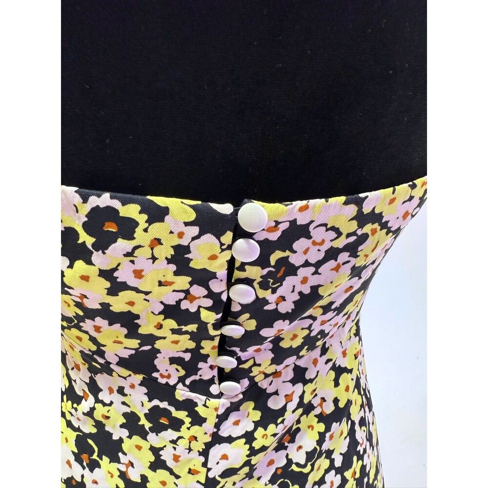 & Other Stories neon yellow black and white floral halter midi dress - Picture 6 of 7